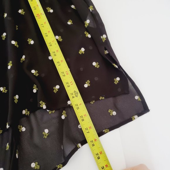 CABI Cottagecore Embroidered Floral Black Chiffon Top Blouse - Picture 10 of 10